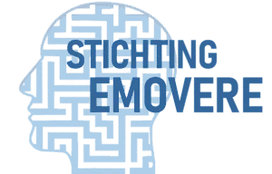 Logo van Stichting Emovere met een gestileerd brein en de naam in blauwe letters