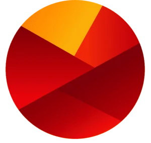 Rond rood en oranje logo van Fritzsche Coaching en Consulting
